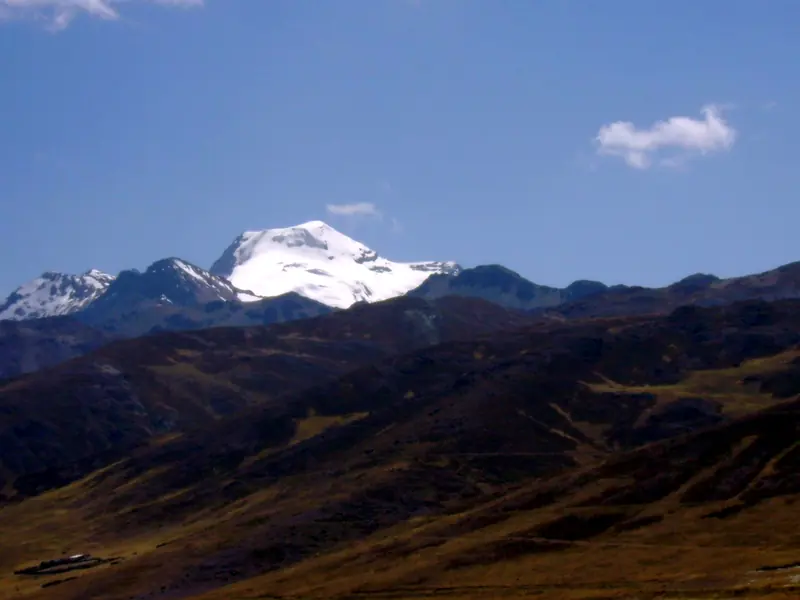 Snowy summit of Tuco above the Conococha puna, at the southern end of the Cordillera Blanca